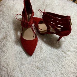 Lane Bryant Faux Suede Zip Back Pointed Toe heels